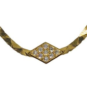 Gold Tone Serpentine Collar Necklace Pave Rhinestone Crystal Pendant